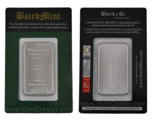 1 oz Baird Rhodium Bar Front and Back