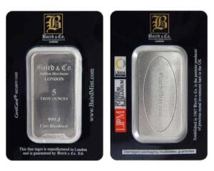 5 oz Baird Rhodium Bar Front and Back