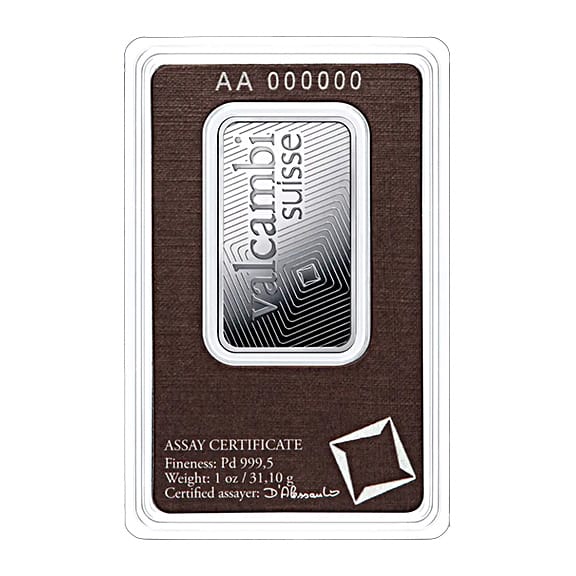 Valcambi Suisse Palladium Bar 1 oz: Beautiful & Liquid Bullion