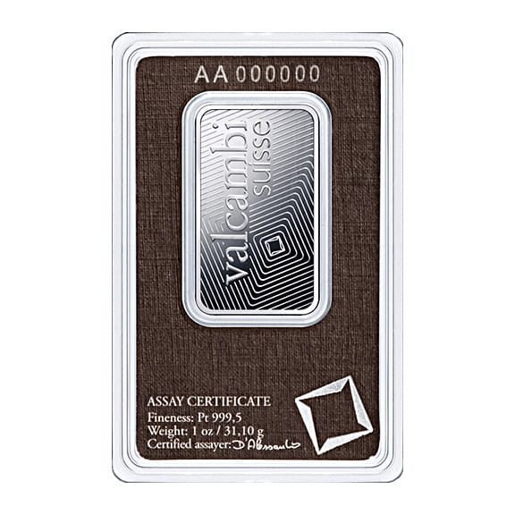 Valcambi Suisse Platinum Bar 1 oz: Beautiful & Liquid Bullion